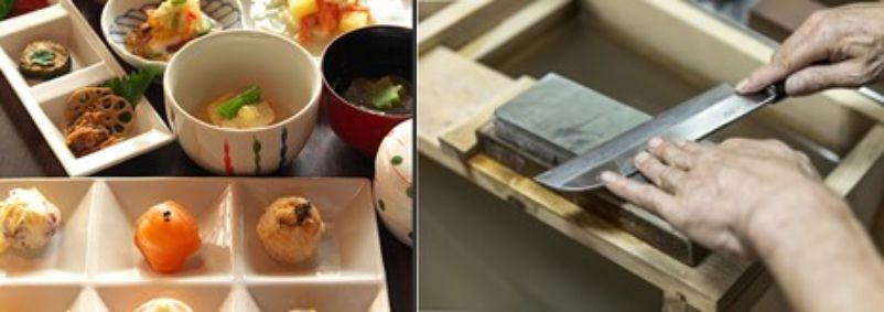 お名前入り包丁のお土産付き、和庖丁文化講座と京町屋で創作料理の昼食